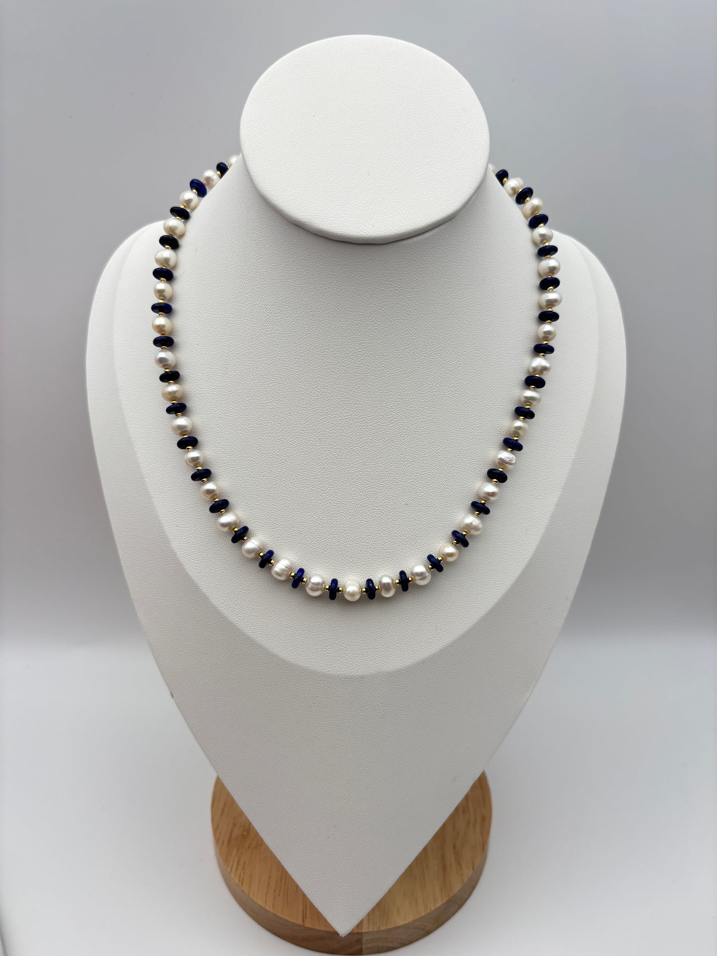 Süßwasserperlen, Lapislazuli, Sterlingsilber S925/18K vergoldet