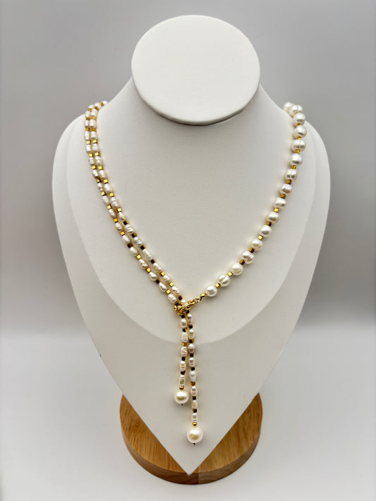 Süßwasserperlen, Hematit, Sterlingsilber S925/18K vergoldet