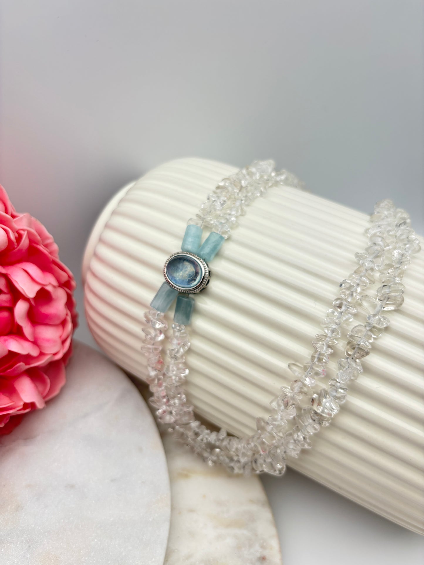 Quarz, Aquamarin, Sterlingsilber S925