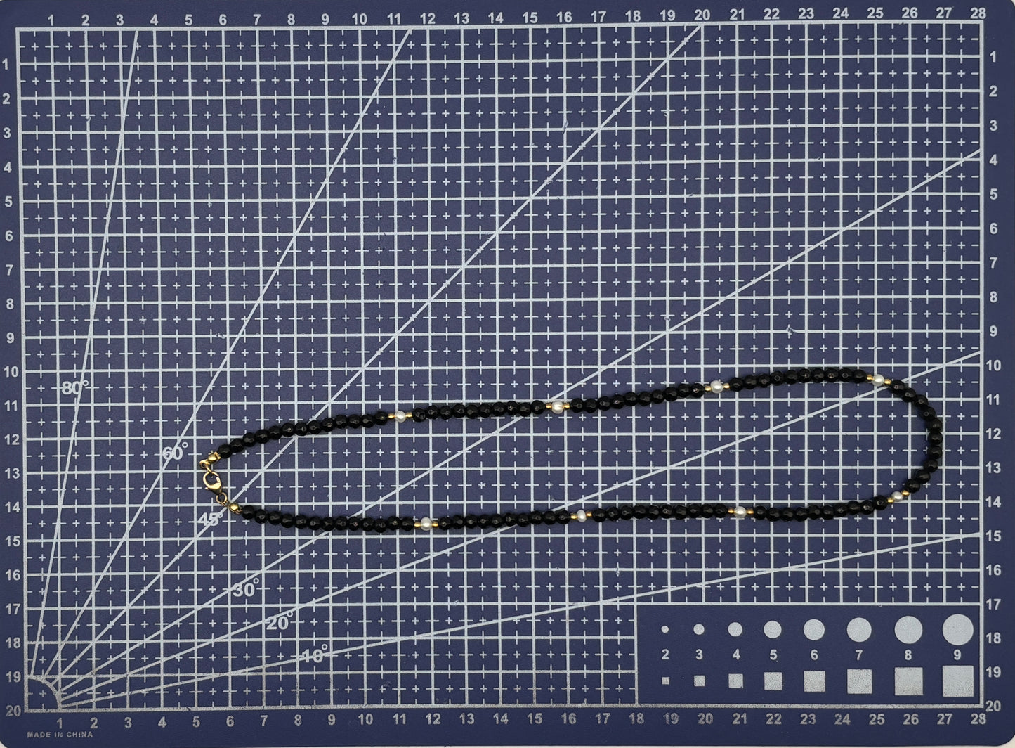 Schwarzer Achat, Süßwasserperlen, Sterlingsilber S925/18K vergoldet