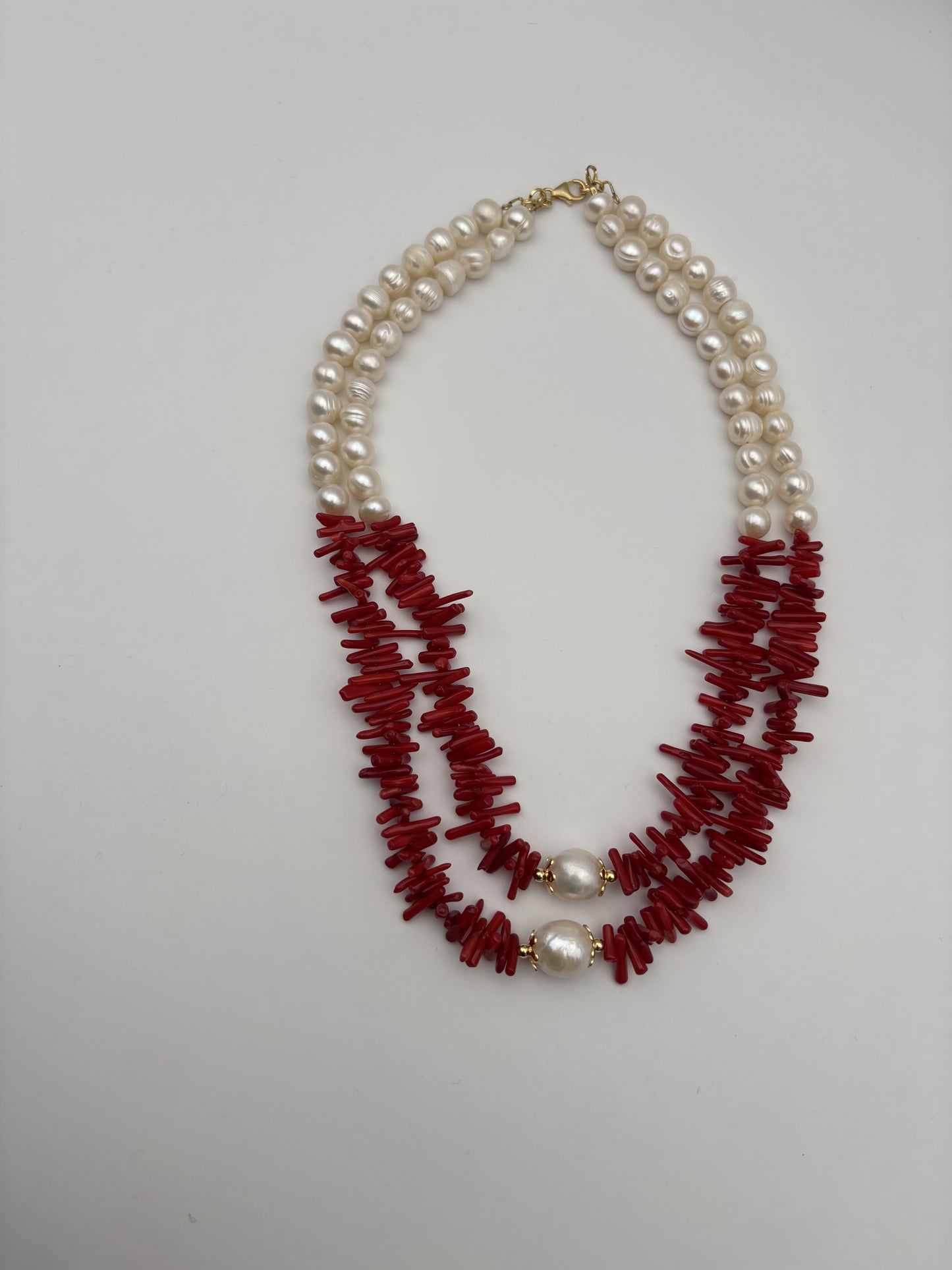 Koralle, Süßwasserperlen, Sterlingsilber S925/18К vergoldet