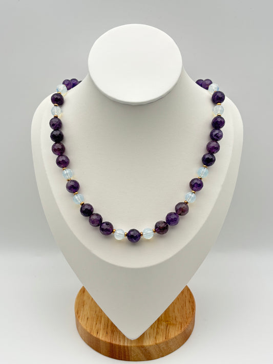 Amethyst, Opal, Sterlingsilber S925/18K vergoldet