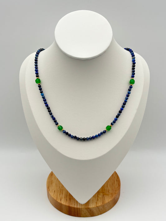 Lapislazuli, Jade, Sterlingsilber S925/18K vergoldet