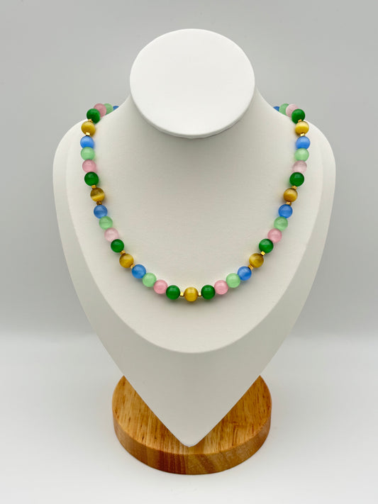 Katzenaugenstein, Sterlingsilber S925/18K vergoldet