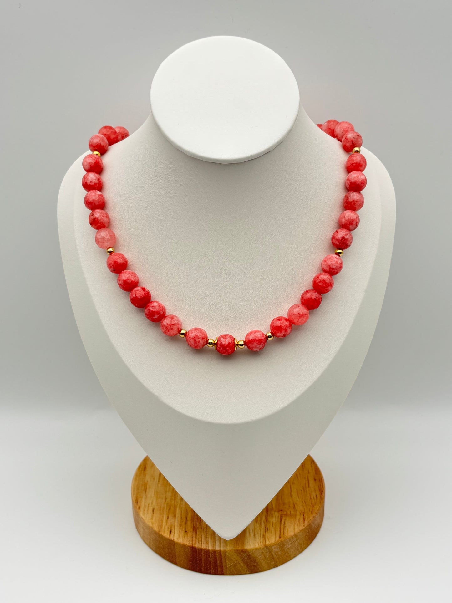 Rhodochrosit, Sterlingsilber S925/18K vergoldet