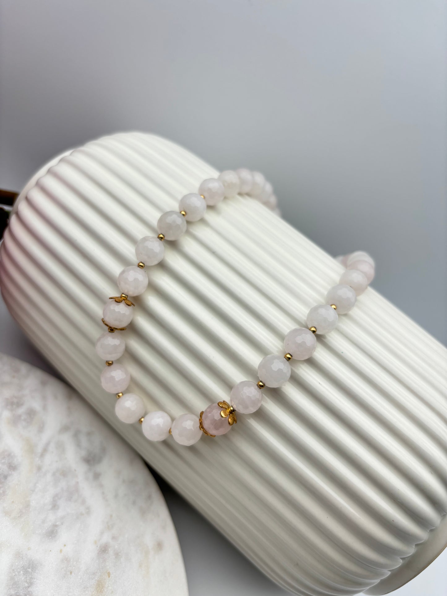 Rosenquarz, Sterlingsilber S925/18К vergoldet