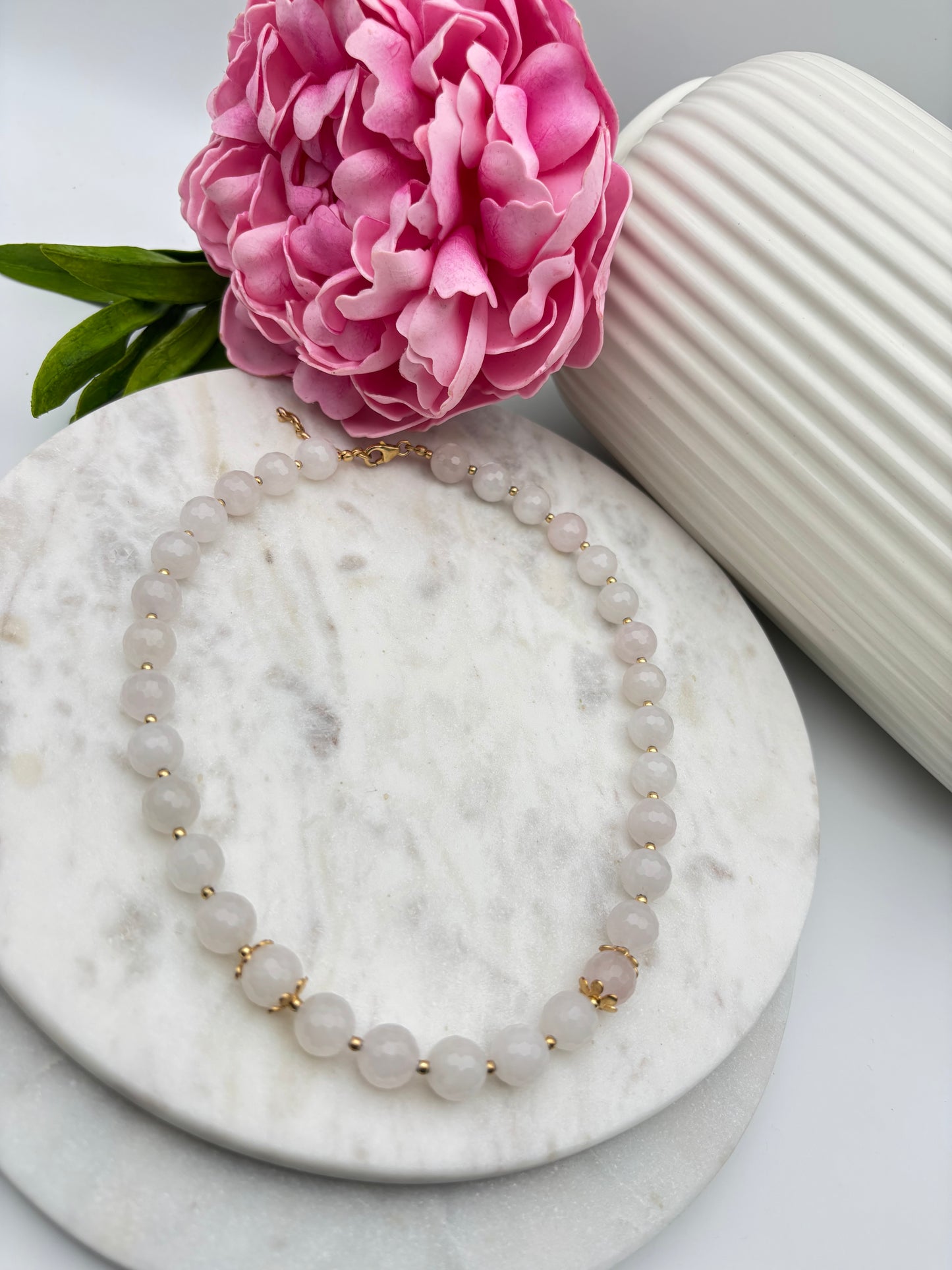 Rosenquarz, Sterlingsilber S925/18К vergoldet