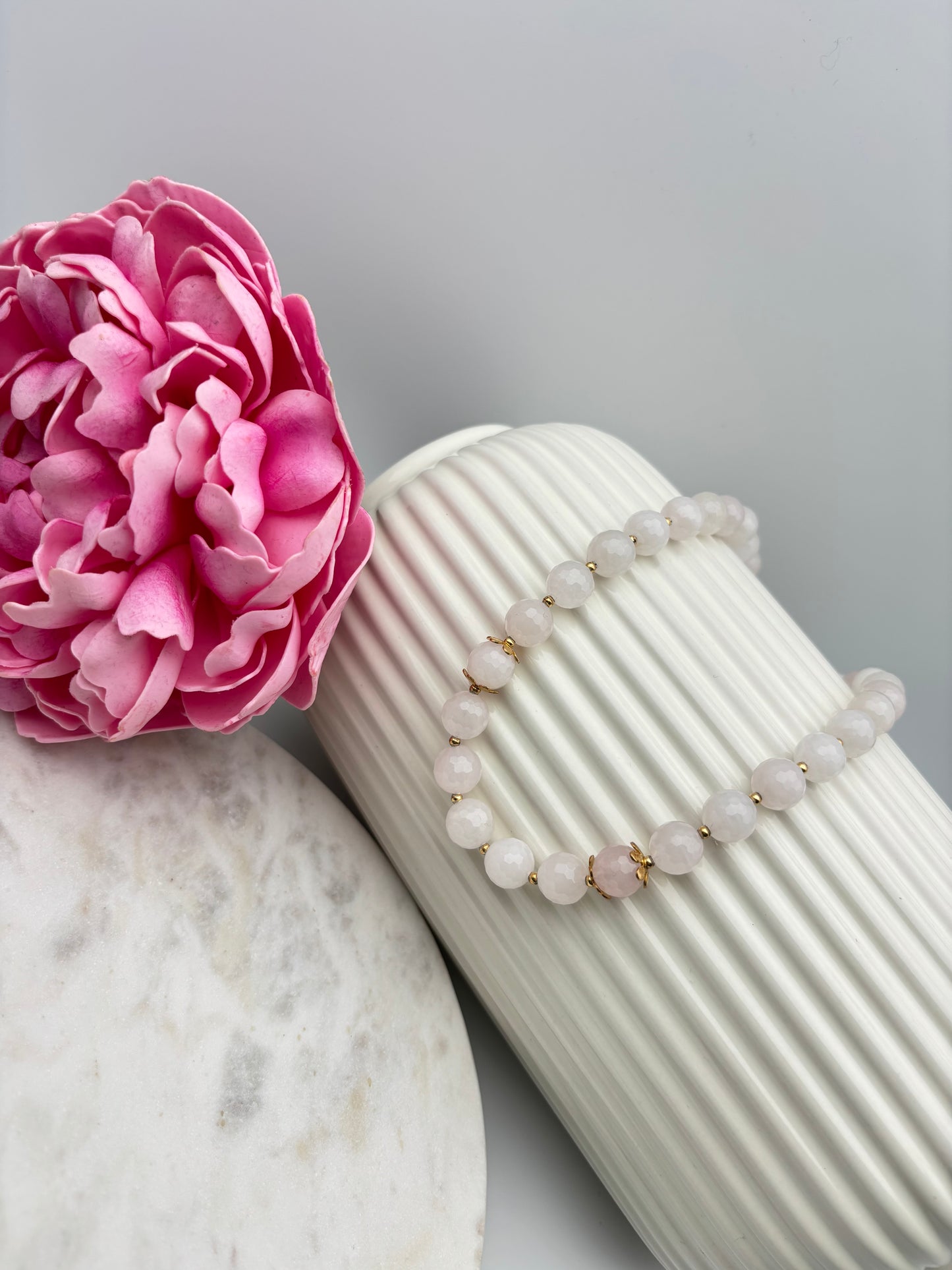 Rosenquarz, Sterlingsilber S925/18К vergoldet