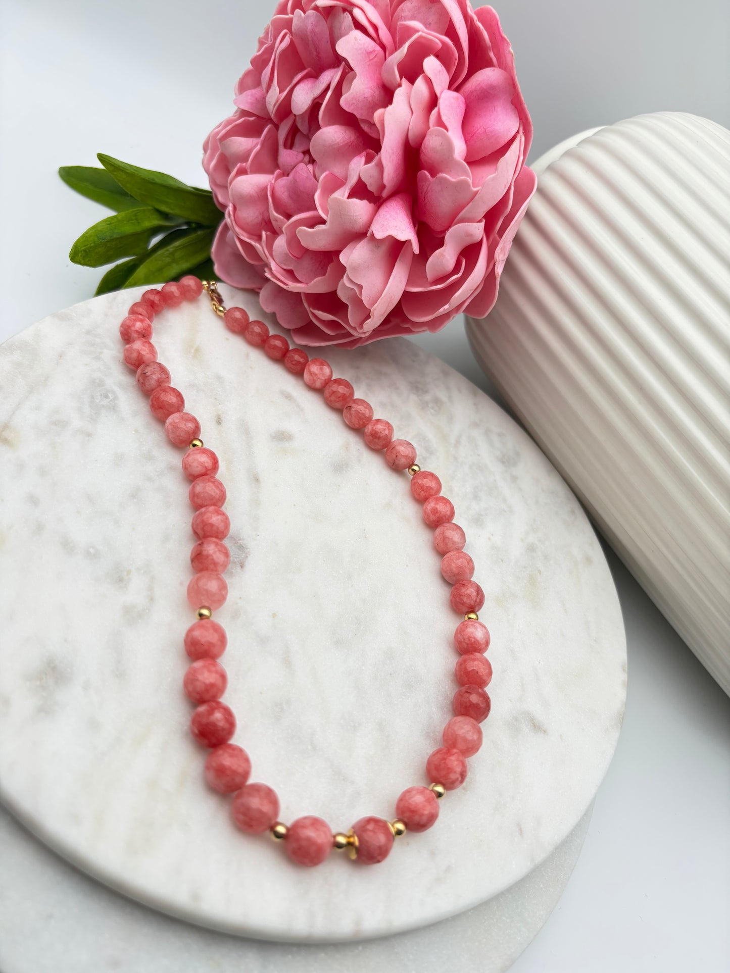 Rhodochrosit, Sterlingsilber S925/18K vergoldet