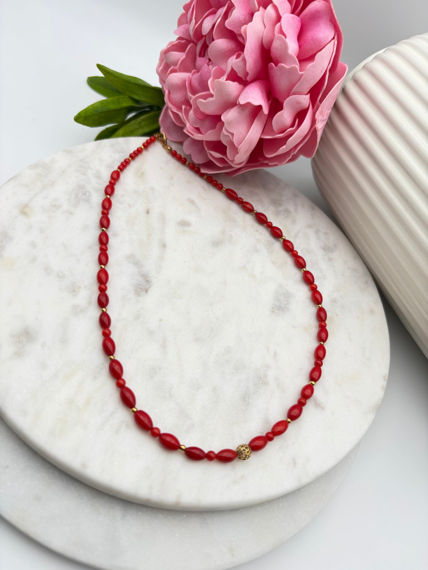 Koralle, Sterlingsilber S925/18K vergoldet