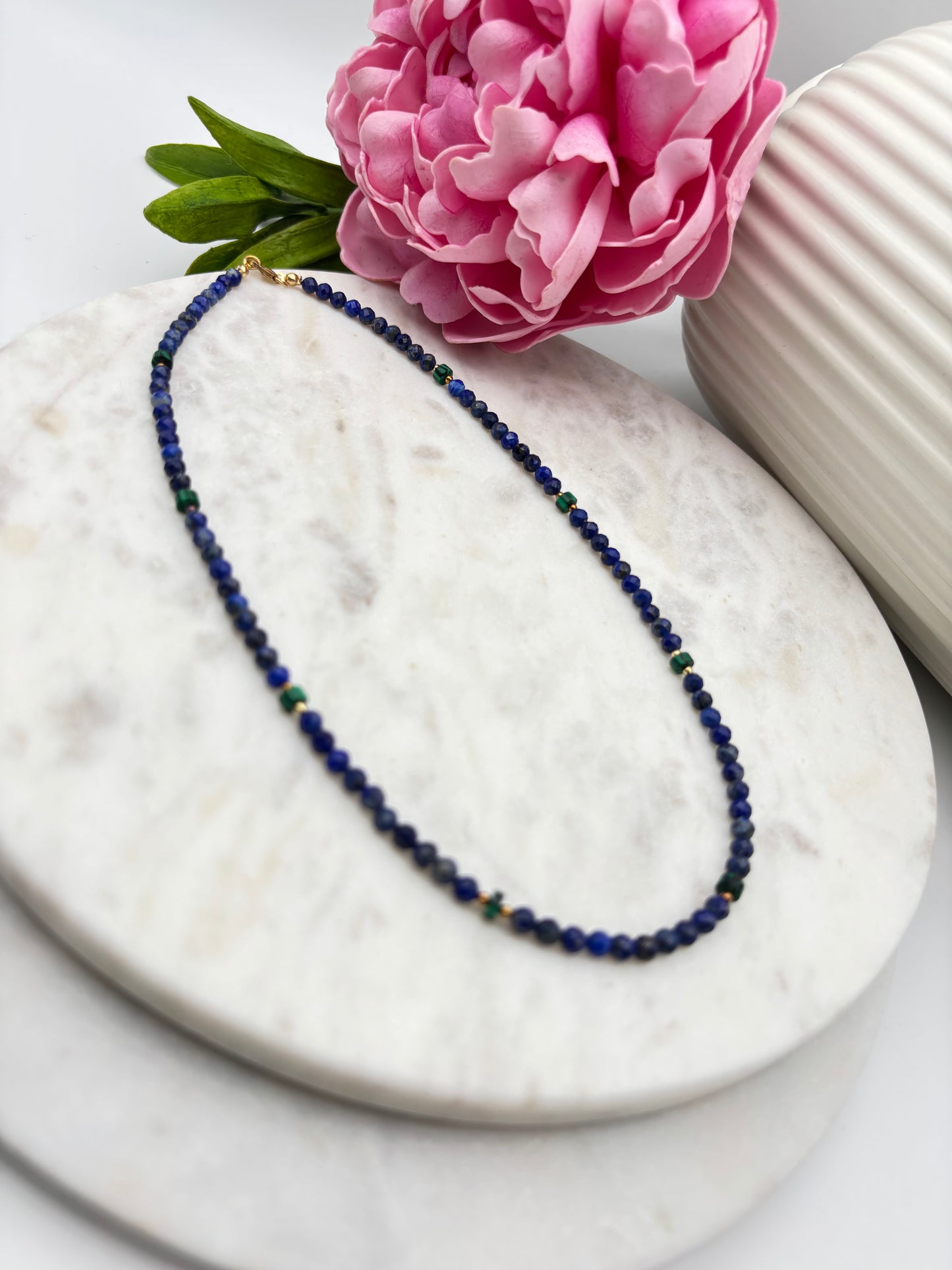 Lapislazuli, Malachit, Sterlingsilber S925/18K vergoldet