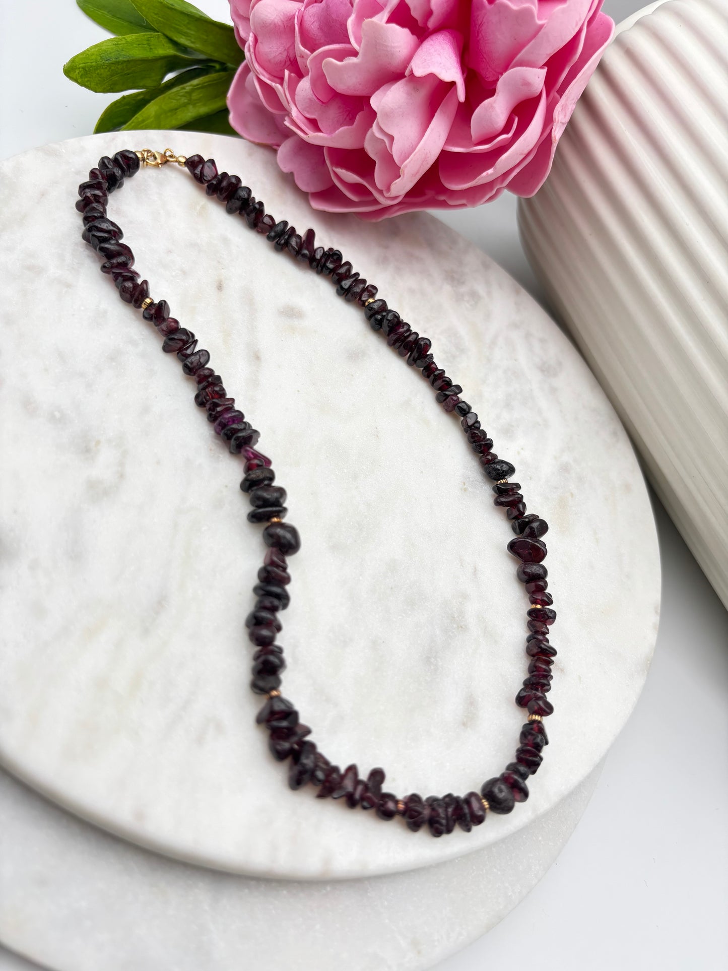 Granat, Sterlingsilber S925/18K vergoldet