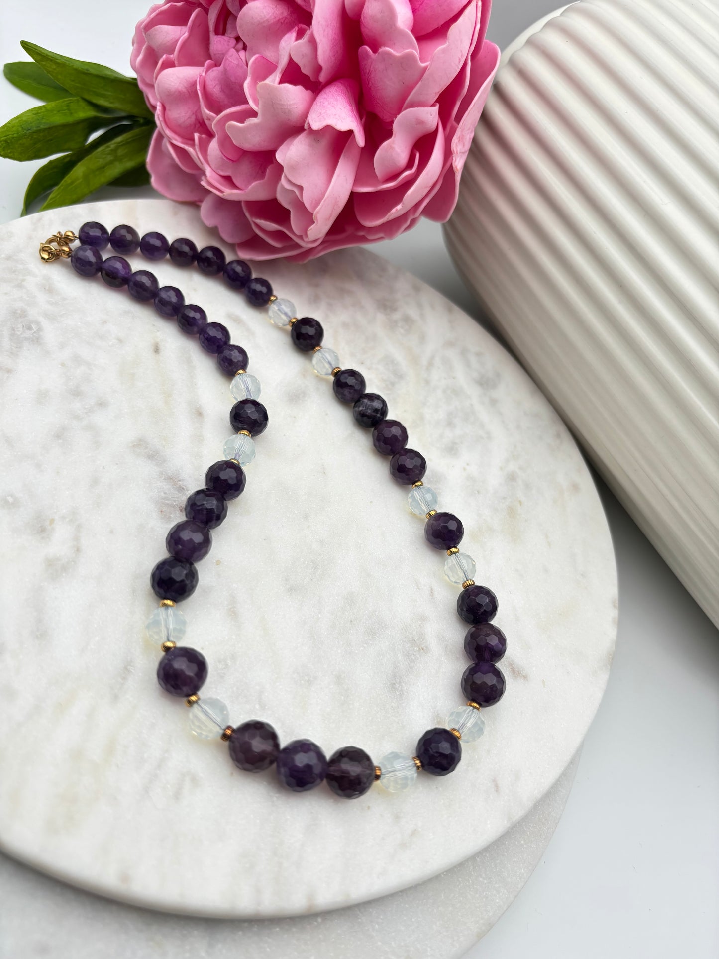 Amethyst, Opal, Sterlingsilber S925/18K vergoldet